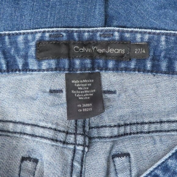 Calvin Klein Women 27 4 Blue Roll Cuff Denim Jean Crop Cropped Pants Cotton - Picture 6 of 11